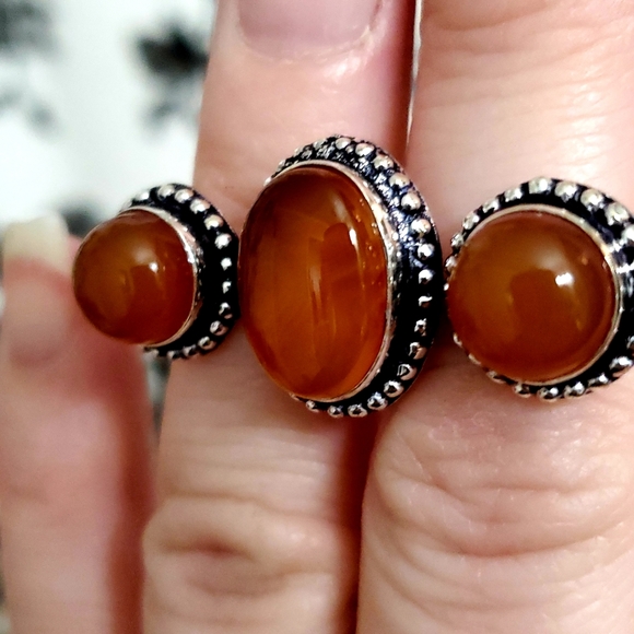 New Yellow Agate Double 925 Silver Knuckle Ring. - Picture 6 of 8